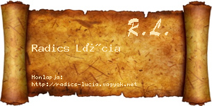 Radics Lúcia névjegykártya